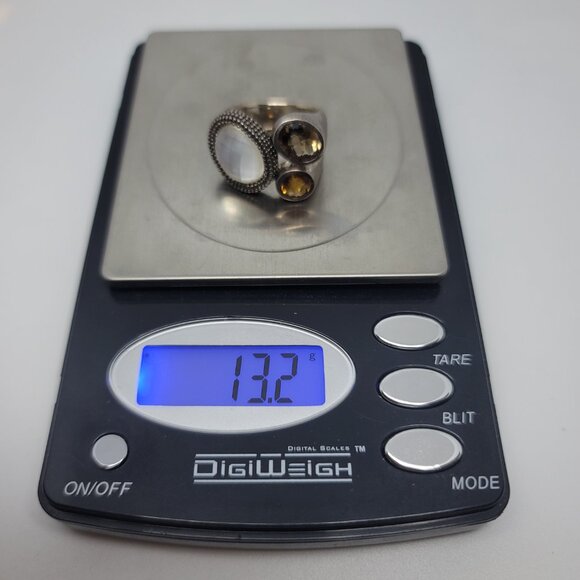 Moonstone, Citrine, Smoky Quartz & Sterling Ring - Picture 6 of 6